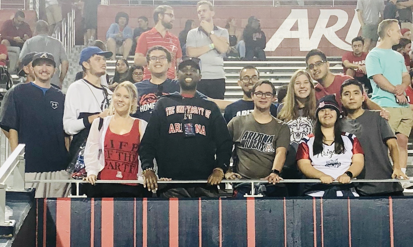 group of students in the ZonaZoo during home football game
