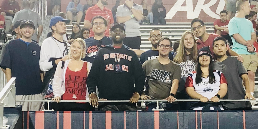 group of students in the ZonaZoo during home football game