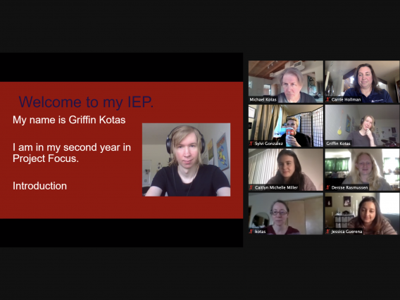 male student presenting his IEP in a Zoom meeting